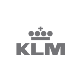 Het logo van luchtvaartmaatschappij KLM.